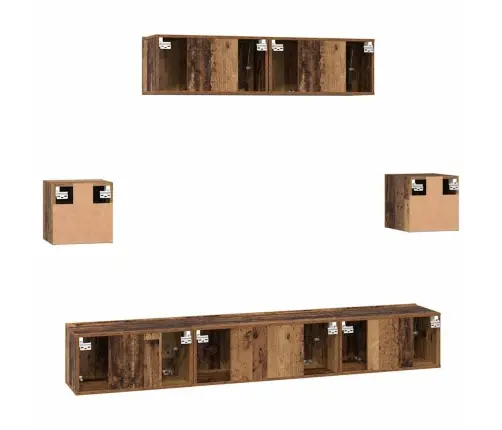 Tv Skapīšu Komplekts 7 Pcs Vecs Koks 80 X 30 X 30 Cm Vidaxl