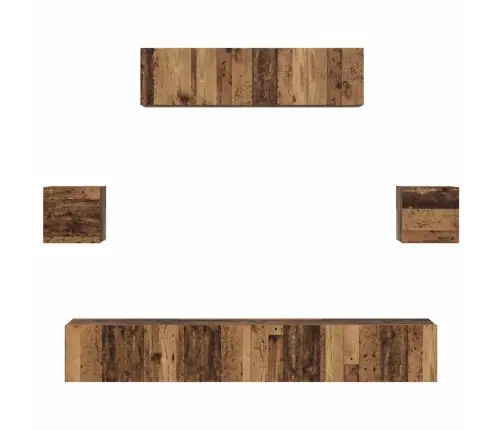 Tv Skapīšu Komplekts 7 Pcs Vecs Koks 80 X 30 X 30 Cm Vidaxl