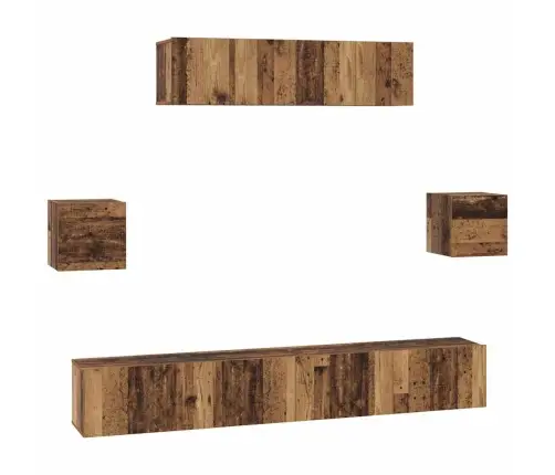 Tv Skapīšu Komplekts 7 Pcs Vecs Koks 80 X 30 X 30 Cm Vidaxl