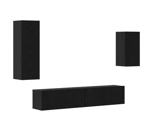 Tv Skapīšu Komplekts 4 Pcs Melni Ozoli 30.5 X 30 X 90 Cm Vidaxl