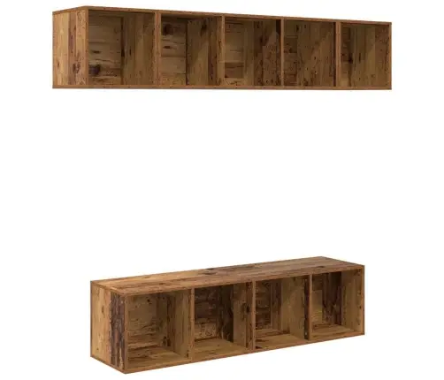 Tv Skapīšu Komplekts 4 Pcs Veca Koka 37 X 37 X 142.5 Cm Vidaxl