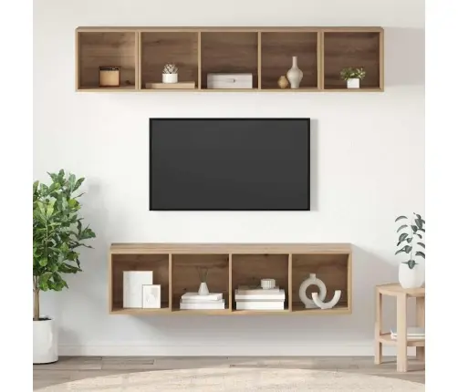 Tv Skapīšu Komplekts 4 Pcs Amatnieku Ozola 37 X 37 X 142.5 Cm Vidaxl