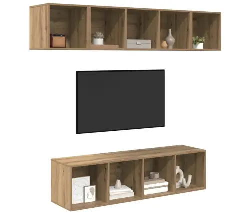 Tv Skapīšu Komplekts 4 Pcs Amatnieku Ozola 37 X 37 X 142.5 Cm Vidaxl