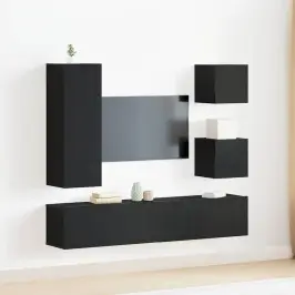 Tv Kapi Komplekt 6 Pcs Must Tamm 160 X 30 X 30.5 Cm Tehispuit
