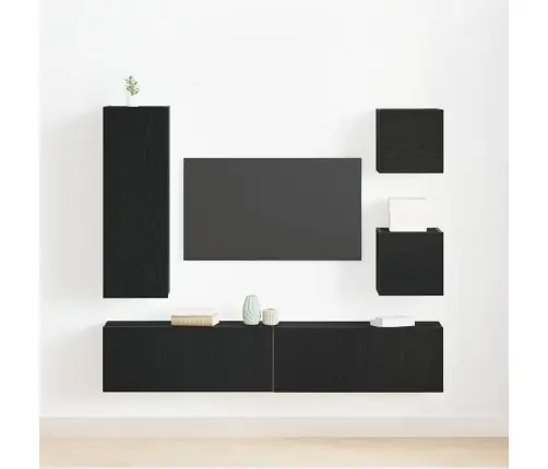 Tv Kapi Komplekt 6 Pcs Must Tamm 160 X 30 X 30.5 Cm Tehispuit