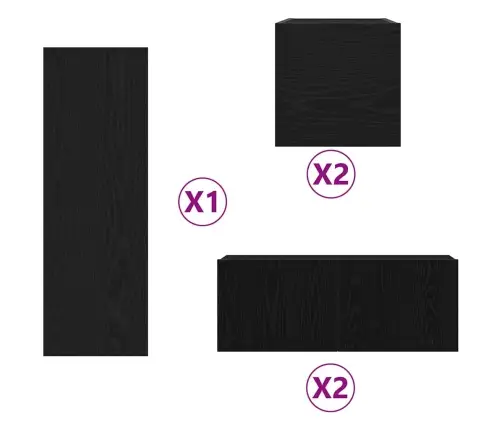 Tv Kapi Komplekt 6 Pcs Must Tamm 160 X 30 X 30.5 Cm Tehispuit
