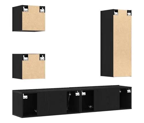 Tv Kapi Komplekt 6 Pcs Must Tamm 160 X 30 X 30.5 Cm Tehispuit