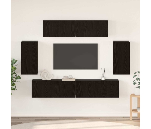 Televizoriaus Spintelės Rinkinys 6 Pcs Juoda Ąžuolo