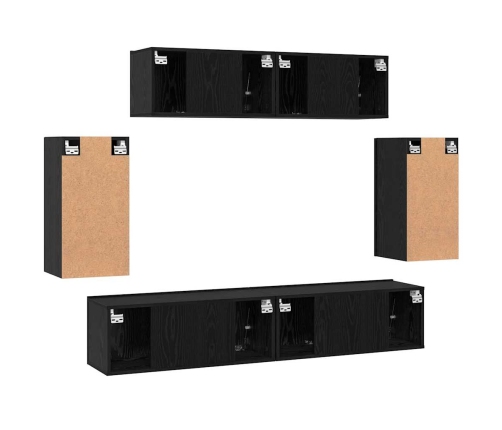 Televizoriaus Spintelės Rinkinys 6 Pcs Juoda Ąžuolo