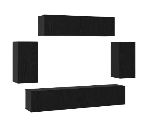 Telerikapi Komplekt 6 Pcs Must Tamm 80 X 30 X 30 Cm Tehispuit