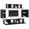 Telerikapi Komplekt 6 Pcs Must Tamm 80 X 30 X 30 Cm Tehispuit