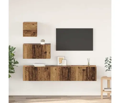 Tv Skapīšu Komplekts 4 Pcs Vecs Koks 80 X 30 X 30 Cm Vidaxl