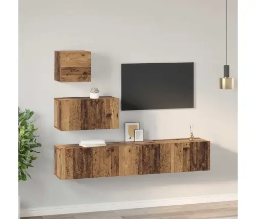 Tv Skapīšu Komplekts 4 Pcs Vecs Koks 80 X 30 X 30 Cm Vidaxl