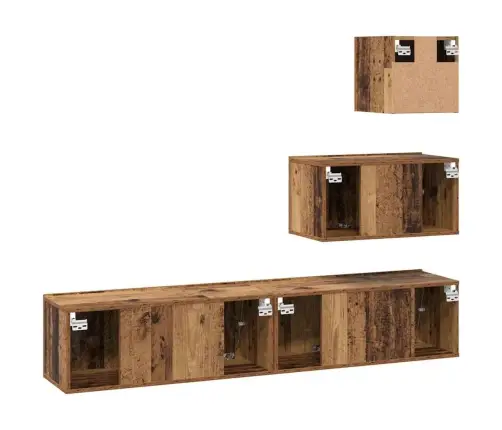 Tv Skapīšu Komplekts 4 Pcs Vecs Koks 80 X 30 X 30 Cm Vidaxl