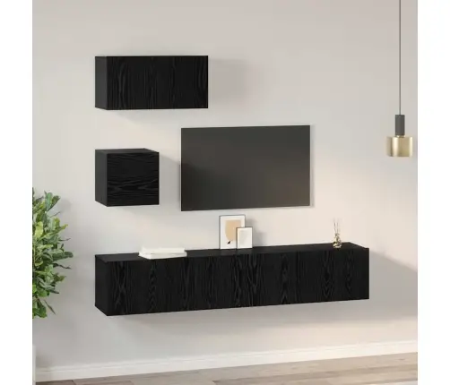 Tv Skapīšu Komplekts 4 Pcs Melns Ozols 80 X 30 X 30 Cm Vidaxl