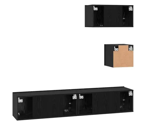 Tv Skapīšu Komplekts 4 Pcs Melns Ozols 80 X 30 X 30 Cm Vidaxl