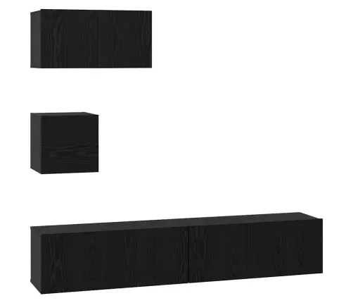 Tv Skapīšu Komplekts 4 Pcs Melns Ozols 80 X 30 X 30 Cm Vidaxl