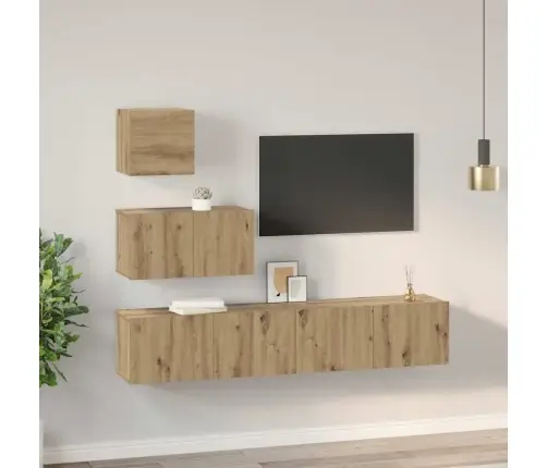 Tv Skapīšu Komplekts 4 Pcs Amatnieku Ozola 80 X 30 X 30 Cm Vidaxl