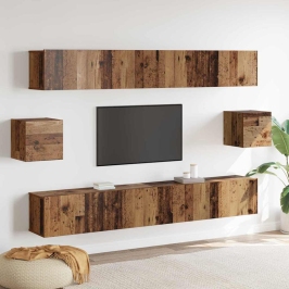 Tv Skapīšu Komplekts 6 Pcs Vecs Koks 100 X 30 X 30 Cm Koka Vidaxl