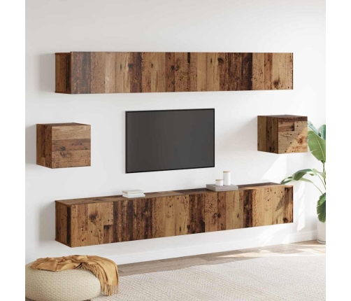 Tv Skapīšu Komplekts 6 Pcs Vecs Koks 100 X 30 X 30 Cm Koka Vidaxl