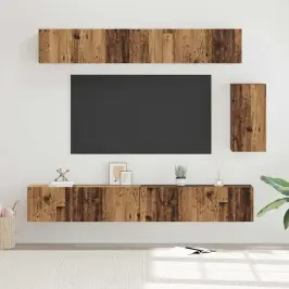 Tv Skapīšu Komplekts 6 Pcs Vecs Koks 100 X 30 X 30 Cm Vidaxl