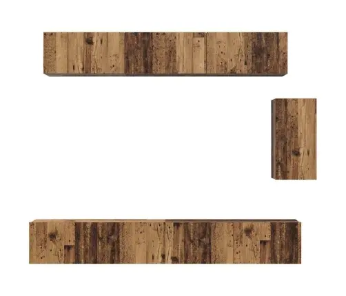Tv Skapīšu Komplekts 6 Pcs Vecs Koks 100 X 30 X 30 Cm Vidaxl