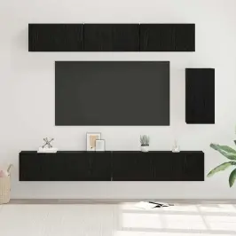 Tv Skapīšu Komplekts 6 Pcs Melns Ozols 100 X 30 X 30 Cm Vidaxl