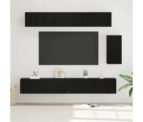 Tv Skapīšu Komplekts 6 Pcs Melni Ozoli 100 X 30 X 30 Cm Vidaxl