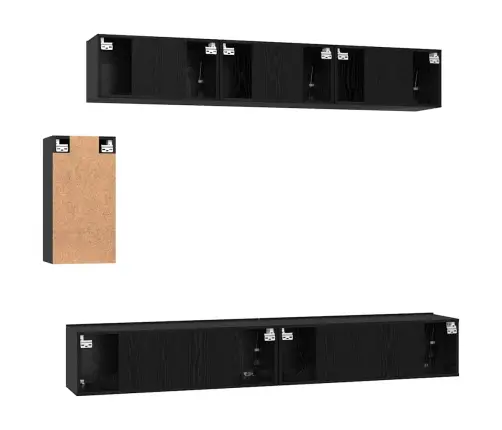 Tv Skapīšu Komplekts 6 Pcs Melni Ozoli 100 X 30 X 30 Cm Vidaxl