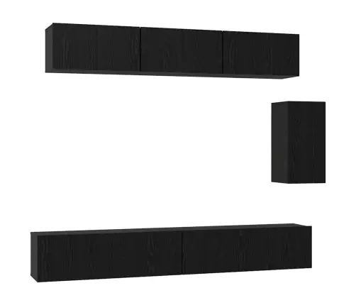 Tv Skapīšu Komplekts 6 Pcs Melni Ozoli 100 X 30 X 30 Cm Vidaxl