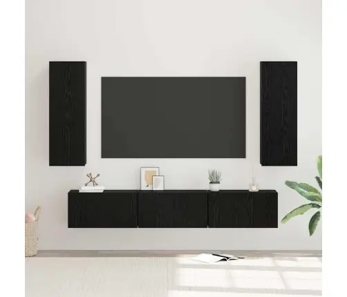 Telerikapi Komplekt 5 Pcs Must Tamm Keskmine 30.5 X 30 X 90 Cm