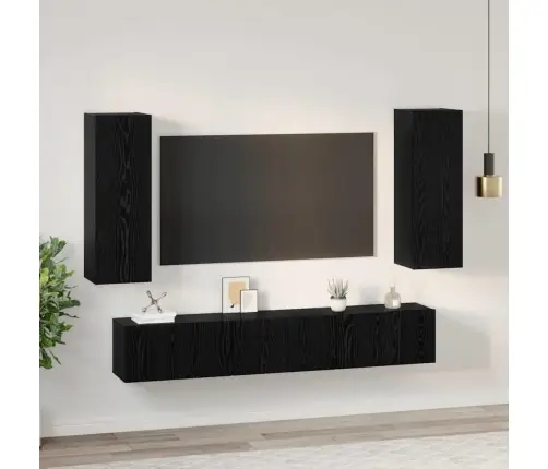 Telerikapi Komplekt 5 Pcs Must Tamm Keskmine 30.5 X 30 X 90 Cm