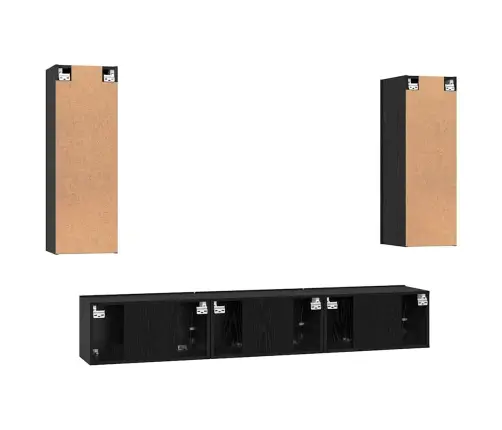 Telerikapi Komplekt 5 Pcs Must Tamm Keskmine 30.5 X 30 X 90 Cm