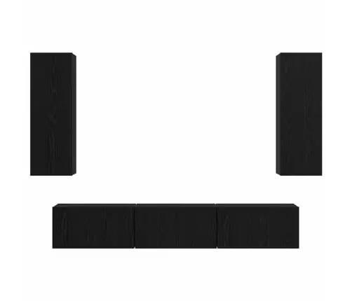 Telerikapi Komplekt 5 Pcs Must Tamm Keskmine 30.5 X 30 X 90 Cm