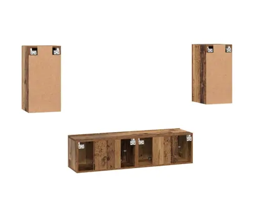 Tv Skapīšu Komplekts 4 Pcs Vecs Koks 30.5 X 30 X 60 Cm Vidaxl