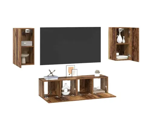 Tv Skapīšu Komplekts 4 Pcs Vecs Koks 30.5 X 30 X 60 Cm Vidaxl