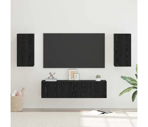 Tv Skapīšu Komplekts 4 Pcs Melni Ozoli Vidējs 60 X 30 X 30 Cm Vidaxl