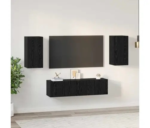 Tv Skapīšu Komplekts 4 Pcs Melni Ozoli Vidējs 60 X 30 X 30 Cm Vidaxl