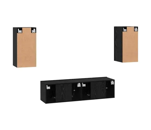 Tv Skapīšu Komplekts 4 Pcs Melni Ozoli Vidējs 60 X 30 X 30 Cm Vidaxl