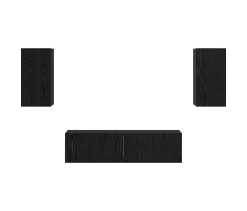 Tv Skapīšu Komplekts 4 Pcs Melni Ozoli Vidējs 60 X 30 X 30 Cm Vidaxl