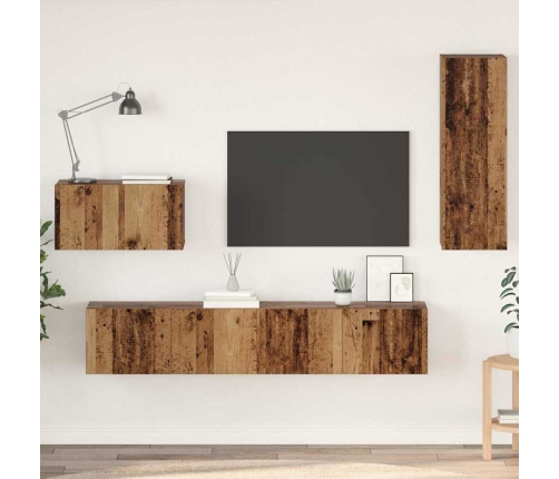 Sienas Tv Skapis 4 Pcs Vecs Koks Vidējs Inženierijas Koks Vidaxl