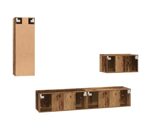 Sieninis Televizoriaus Stovas 4 Pcs Senovinis Medis