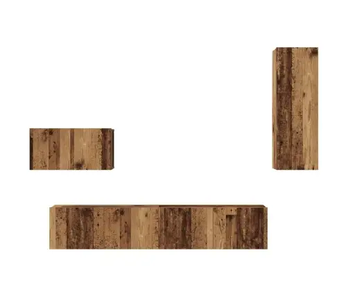 Sieninis Televizoriaus Stovas 4 Pcs Senovinis Medis