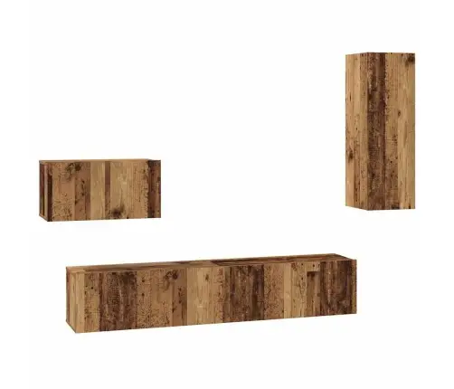 Sieninis Televizoriaus Stovas 4 Pcs Senovinis Medis