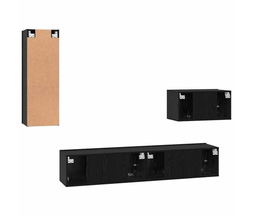 Sieninis Televizoriaus Stovas 4 Pcs Juoda Ąžuolo