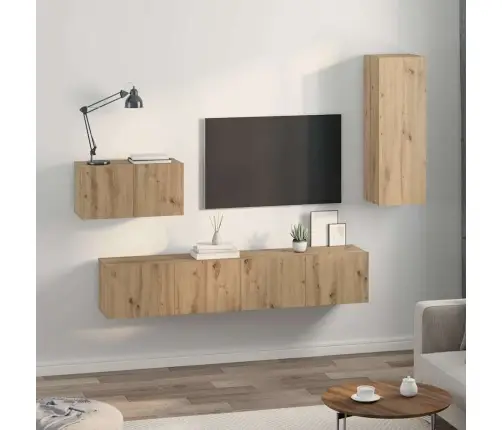 Sienas Tv Skapis 4 Pcs Amatnieku Ozols 80 X 30 X 30 Cm Vidējs Vidaxl