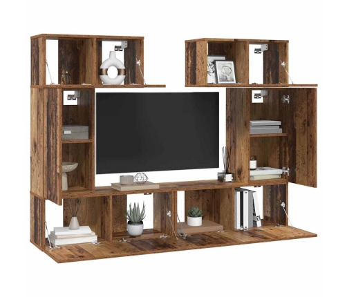 Tv Skapīšu Komplekts Ar Plauktu 6 Pcs Veca Koka 80 X 30 X 30 Cm Vidaxl