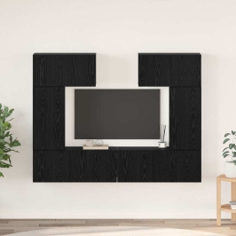 Tv Skapīšu Komplekts 6 Pcs Melns Ozols 80 X 30 X 30 Cm Vidaxl