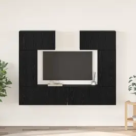 Tv Spintelių Komplektas 6 Pcs Juoda Ąžuolo 80 X 30 X 30 Cm