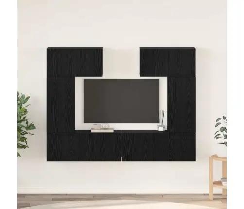 Tv Spintelių Komplektas 6 Pcs Juoda Ąžuolo 80 X 30 X 30 Cm